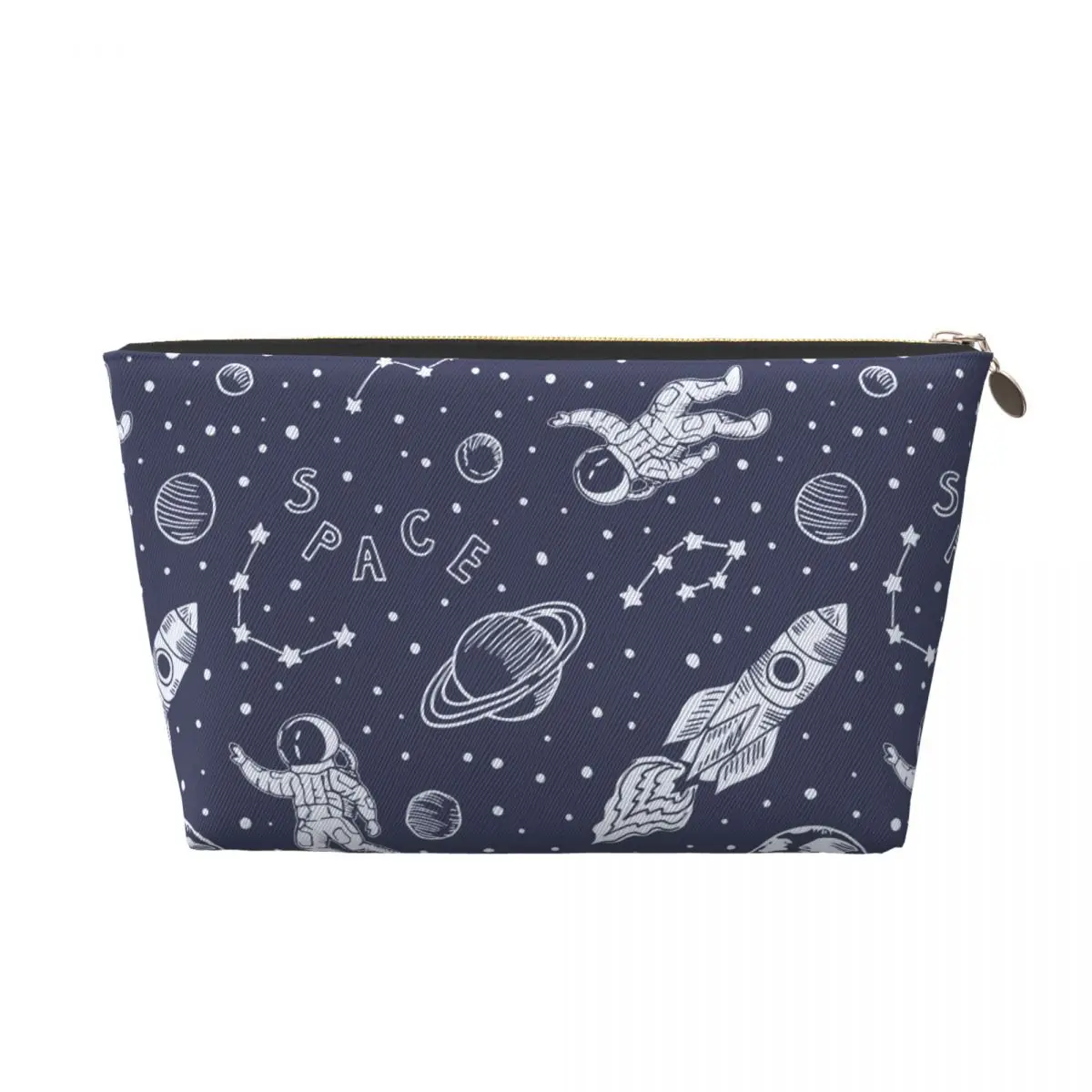 Custom Space And Astronaut Travel Cosmetic Bag Women Makeup Toiletry Organizer Ladies Beauty Storage Dopp Kit