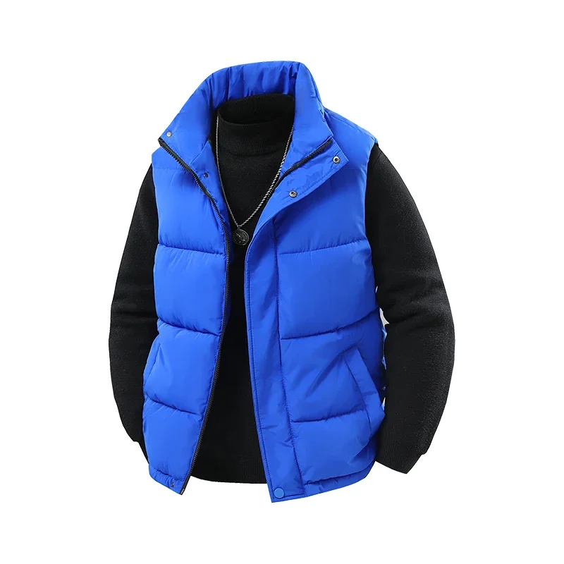 

Klein Blue Cotton Vest Jacket for Men's Fashion Autumn and Winter New Thickened Cotton Jacket Warm and Windproof Sleeveless Vest