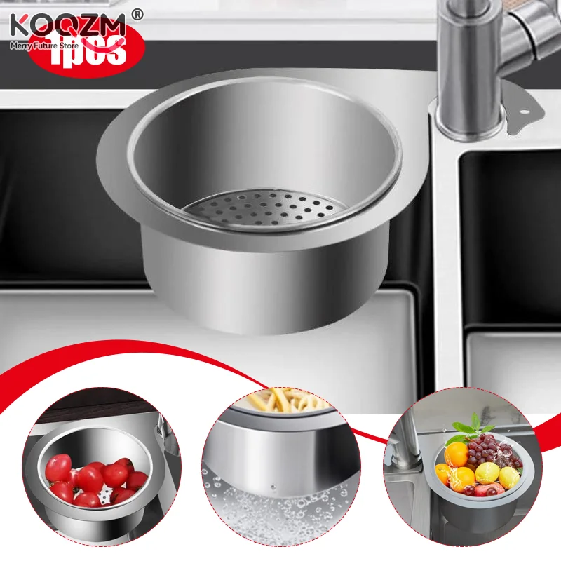 

1pc Swan Drain Basket Kitchen Sink Strainer Multi-functional Stainless Steel Sink Drain FilterHanging Filter Basket for Sink