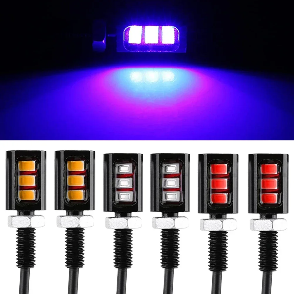 New Replacement License Plate Light Lamp Bulbs 2pcs 3LED Accessories Car Screw Bolt Yellow/Red/Blue Energy Saving