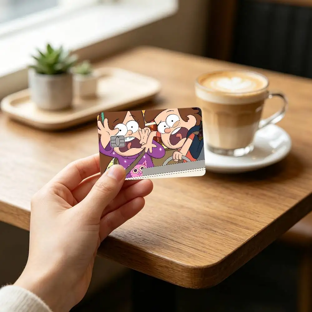 Cute G-Gravity Falls-S Card Stickers Credit Card DIY Card Protector Stickers Waterproof Film Skin Cover