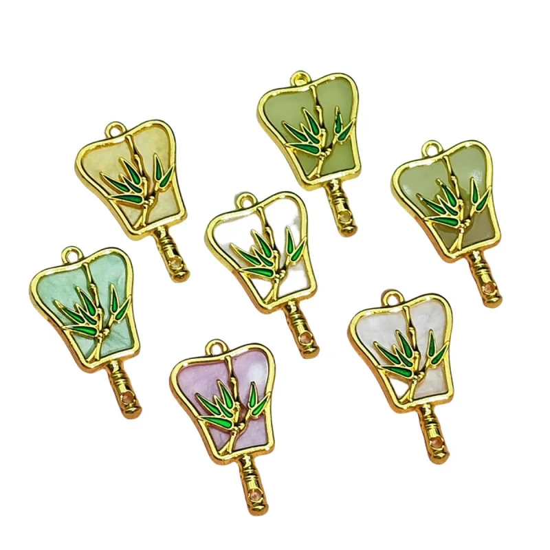 20pc set Chinese Fan Alloy Pendant Bamboo Circular Fan PendantdiyAntique Bracelet Necklace