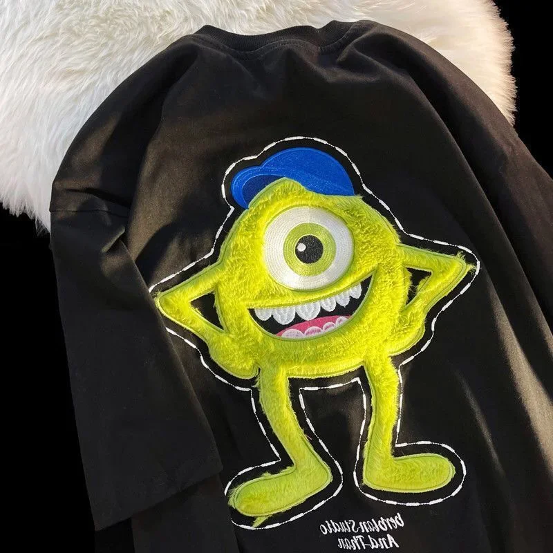 Cartoon Mike Wazowski Monsters, Inc. T-Shirt Top Summer Casual Plus Size Women's Short Sleeve Mr.Q Hip Hop Streetwear Top