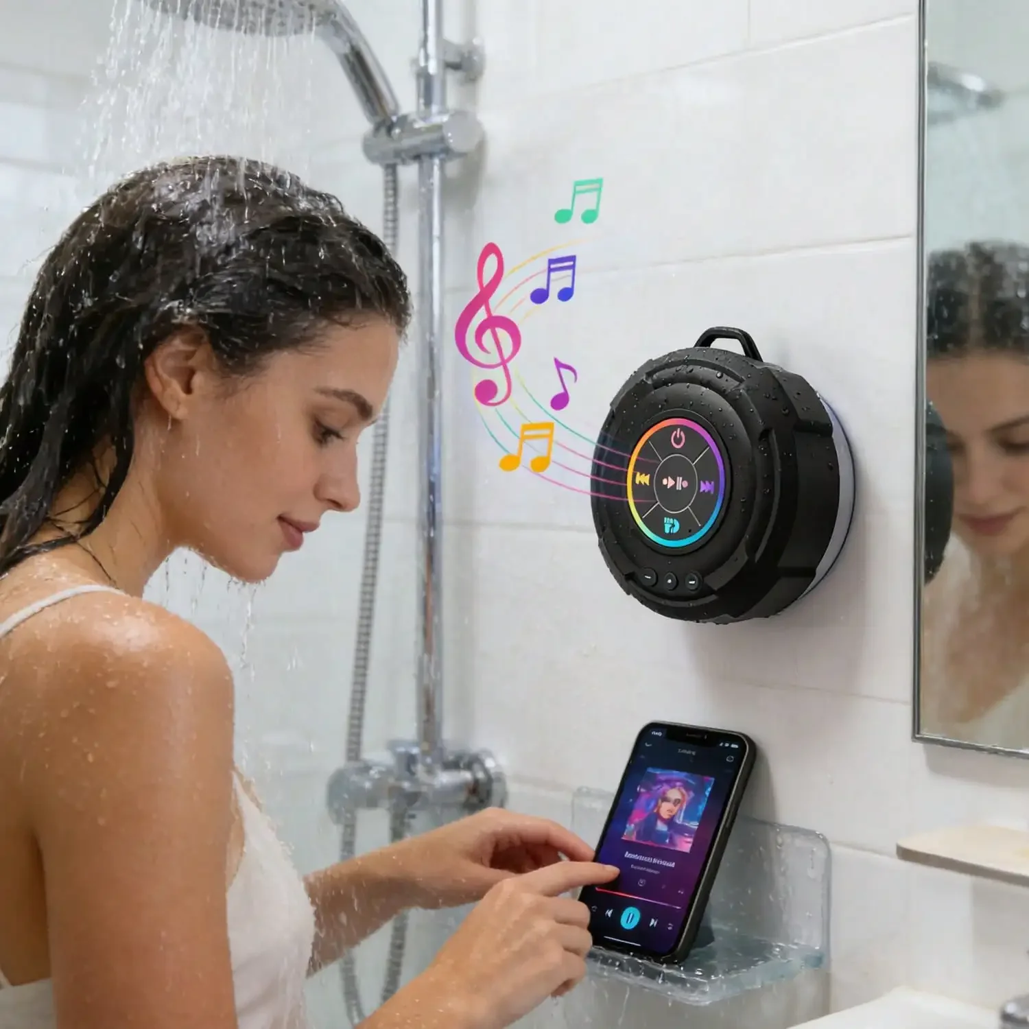 

Perfect gift,Waterproof Suction Cup Bluetooth Speaker, USB Rechargeable, Suitable For Travel, Bathroom, Outdoor, Party And Home Use, Wireless Portable Mini Shower Travel Speaker With Subwoofer, Enhanced Bass, Built-In Microphone, Ideal For Sports