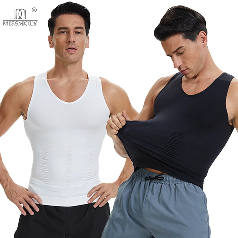

Miss Moly Мужской компрессионный жилет без рукавов Body Shaper с v-образным вырезом, утягивающее нижнее белье, тренажер для живота, рубашка для тренировок в тренажерном зале