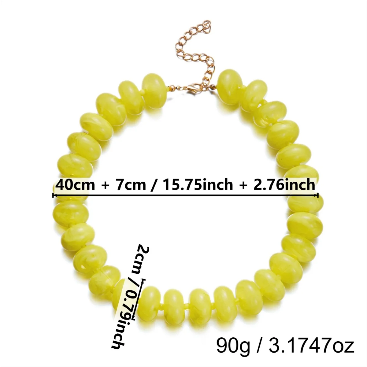 Dopamine Bunte flache, runde Acryl-Perlenkette für Damen und Herren, trendige, einfache geometrische Harzperlen, stapelbarer Choker-Schmuck – Detail 37