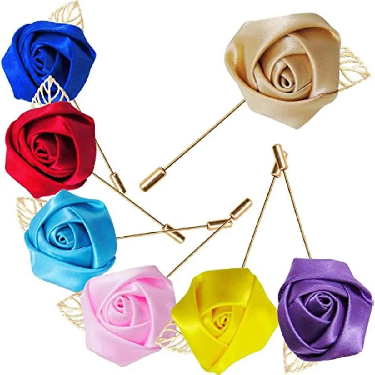 12Pcs Artificial Rose Flower Pins, Groom Suit Lapel Pin Flower Buttons, Men's Suit Corsages for Wedding, Party, Anniversary