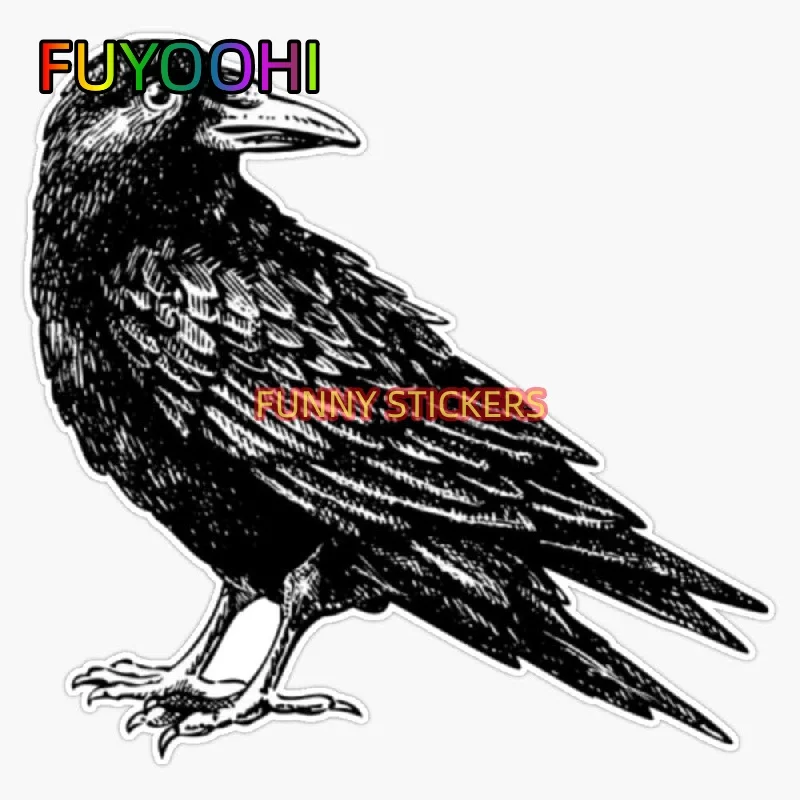 FUYOOHI Waterproof Raven (Crow) Sticker Decal Vinyl Bumper Sticker - Perfect for Car, Laptop, and More!