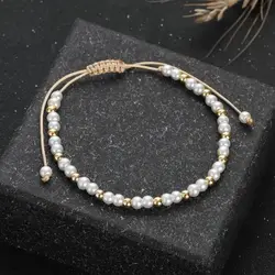 4mm Adjustable Pearl Copper Beads Bracelet for Women 2023 Fashion Gift Gold Color Mini Beaded Bracelets Bohemia Jewelry