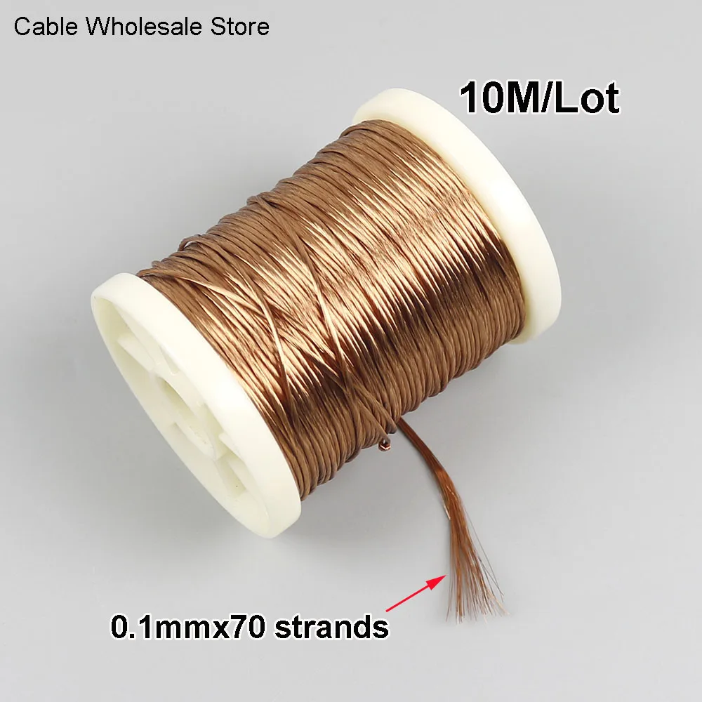 

10M/Lot 0.1mm x 70 Shares Litz Wire optical stranded wire polyurethane Enamelled Copper Wire Braided Multi-Strand Wire