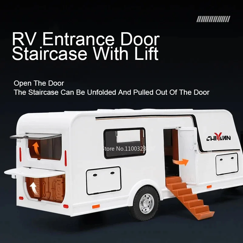 TOPMAYA 1/32 RV modèle de voiture en alliage moulé sous pression véhicule tout-terrain jouet avec son et lumière modèle de voiture de Camping pour garçons cadeaux B224