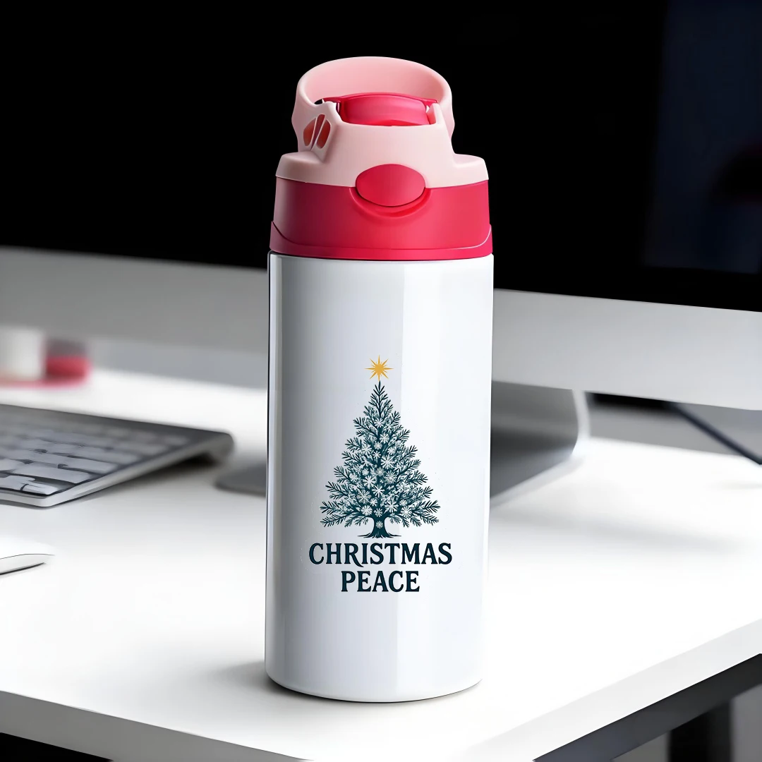 

304 Stainless Steel Insulated Cup + Cartoon Christmas Tree Straw Cup Kids Water Bottle Gift Box Christmas Gift