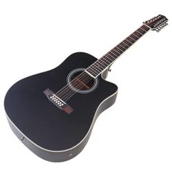 41 Inch Electric Acoustic Guitars 12 Strings Black Folk Guitar Basswood Body With Pickup Good Handicraft