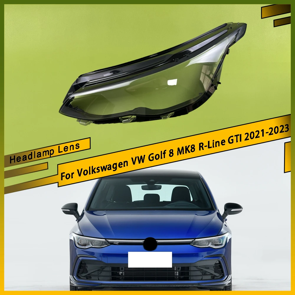 For Volkswagen VW Golf 8 MK8 R-Line GTI 2021 2022 2023 Headlight Lens Cover 1 Pair Clear Headlamp Shell Transparent Lampshade