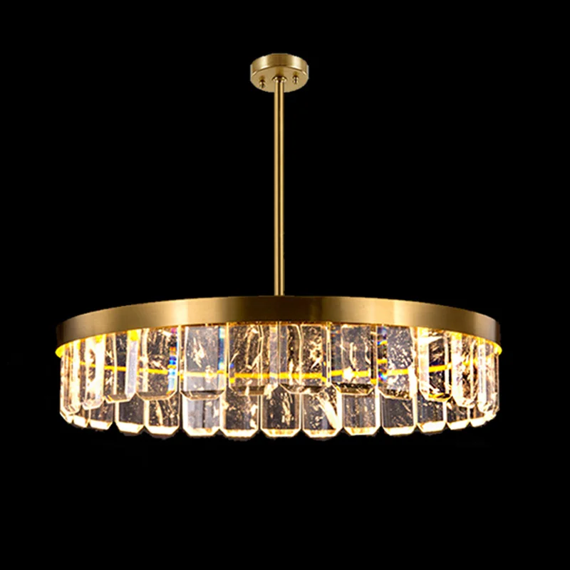 

American-style golden crystal ceiling chandelier, stainless steel luster, suitable for home decoration in restaurants, dimmable