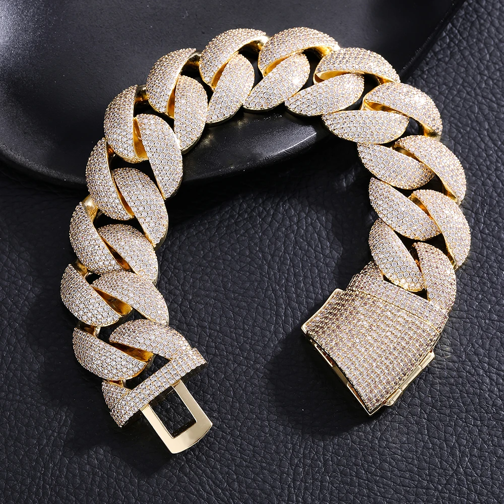 

ICE CHARMI Cuban Bracelet Cubic Zirconia Fashion Luxury Hiphop Jewelry Wrist Chains Flip Up Clasp Exquisite Gift For Men Women