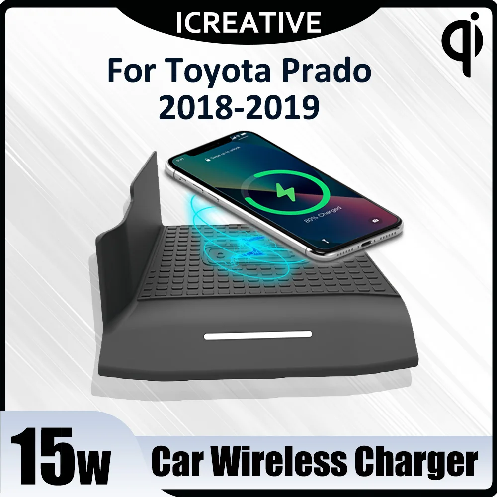 

Wireless Car Charger Qi 15W Fast Charging Pad for Toyota Prado 2018 2019 Car Accessories Wireless Charge Center Console Holder