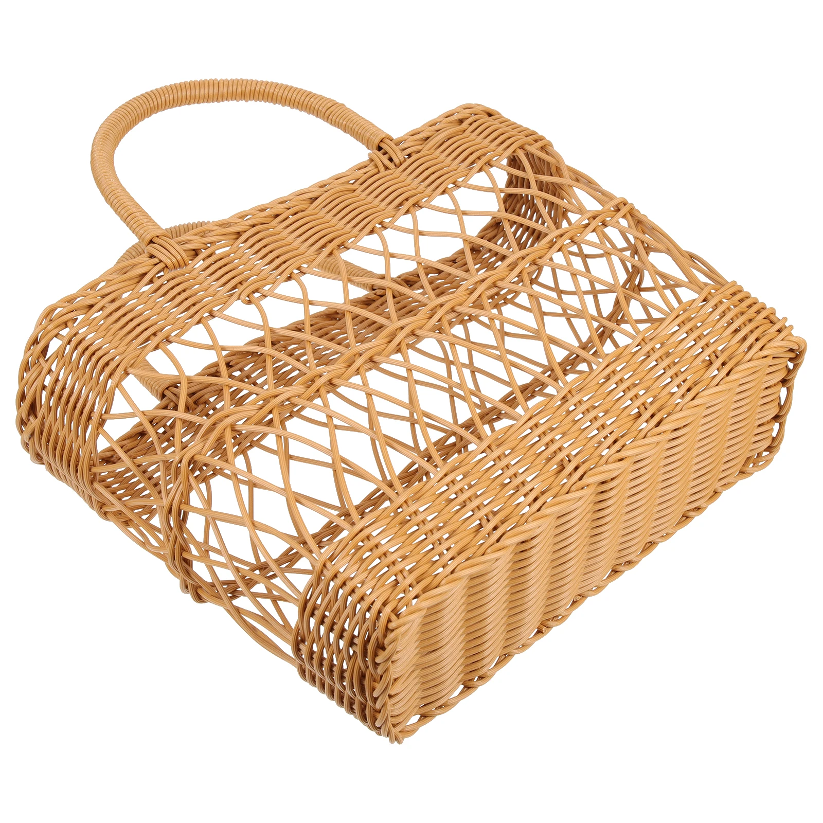 

Portable Picnic Fruit Basket Wear resistant Storage Woven Baskets for Kitchen Grocery Home Decor Camping Travel Plastic Material