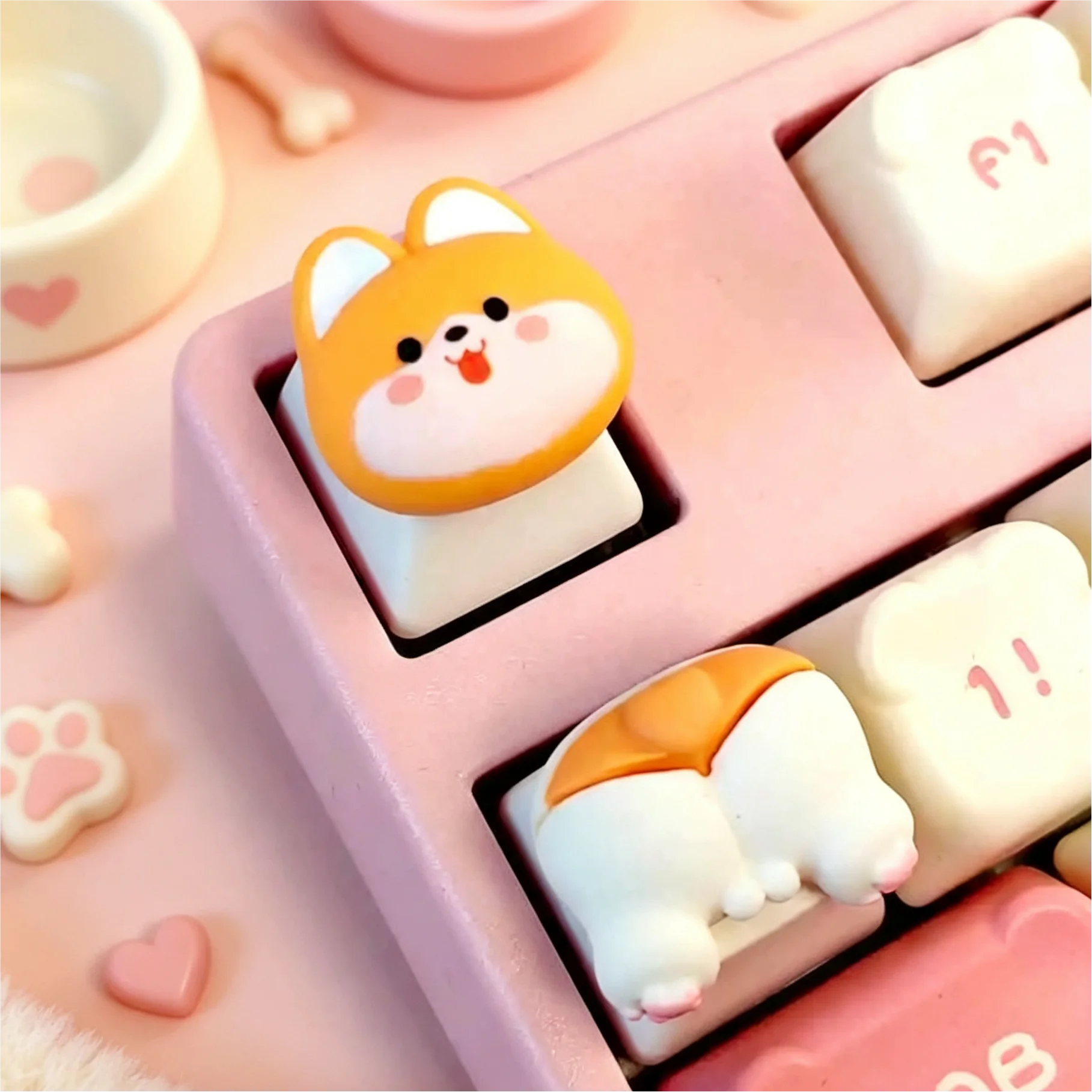 2Pcs/set Cartoon Cute Animals Keycaps DIY For Mechanical Keyboard Decorative Personalization Key Caps