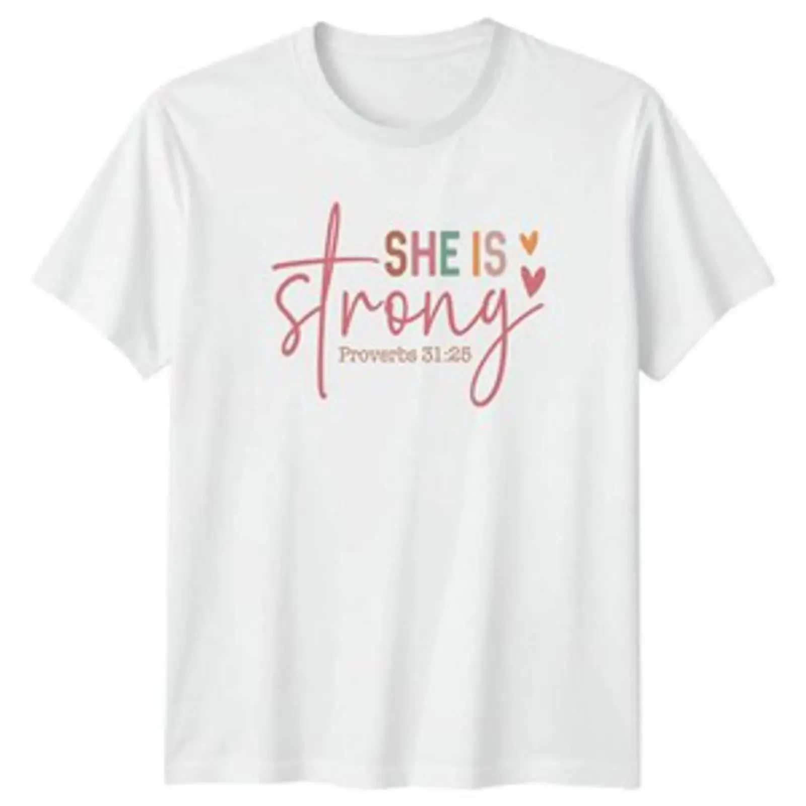 Sie ist stark Sprüche 3125 Damen T Shirt Schrift Christentum Geburtstag vintage Washed Versatile Soft designer clothes fashion
