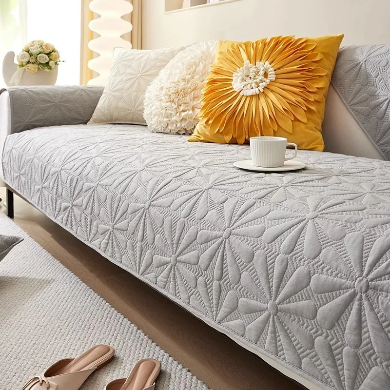 

Quilting Flowers Sofa Cover for Living Room Decor Modern Sofa Cushion Mat Couch Protector Cover Soft Cotton Chair Sofa Towel