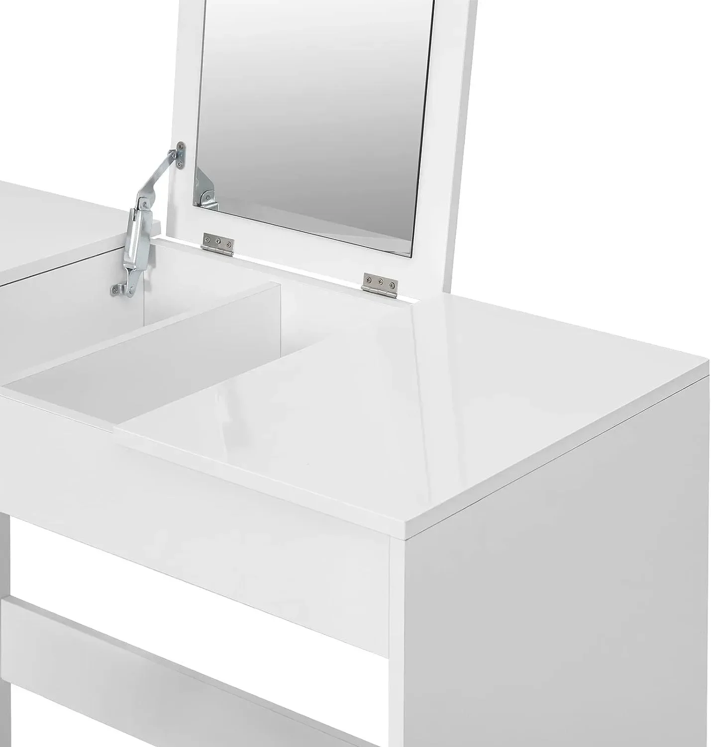 z Dressing Table Set Vanity Table with Stool and Folding Mirror MDF Wood Makeup Table Vanity Set