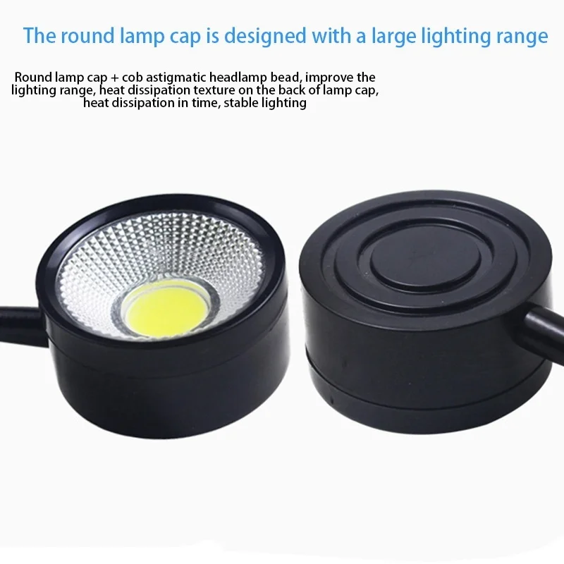 

L60ALED Work Light Magnetic Base Flexible Gooseneck Lamp 220V 5W for Lathe Milling Drill Press Industrial Lighting, Eu Plug