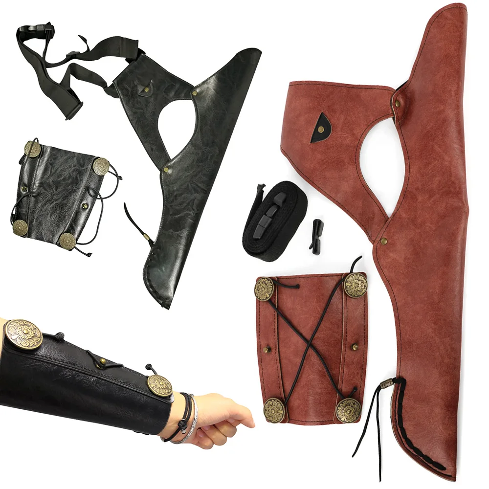 

Archery Arrow Quiver Arm Guard For Left and Right Hand Hunting Shooting Training Target Camping Protect Adjustable Waist Belt