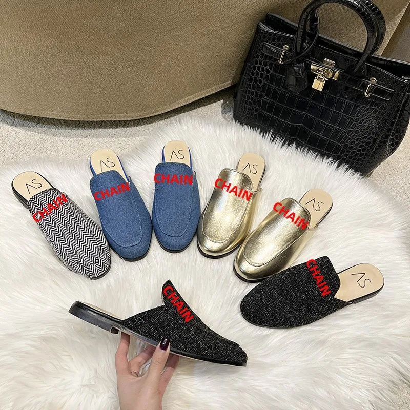 Baotou Half Slippers Women Summer Wear Muller Shoes 2023 New Flat Sandals