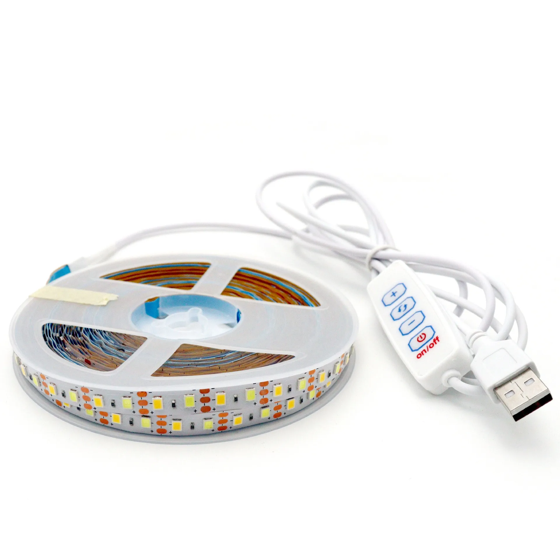 

0.5-5M USB 5V LED Dual Color Strip Light Kit 120 LEDs/M 3000K 4000K 6000K CCT Flexible Tape Bar Lamp 4-Key 2M Dimmer Controller