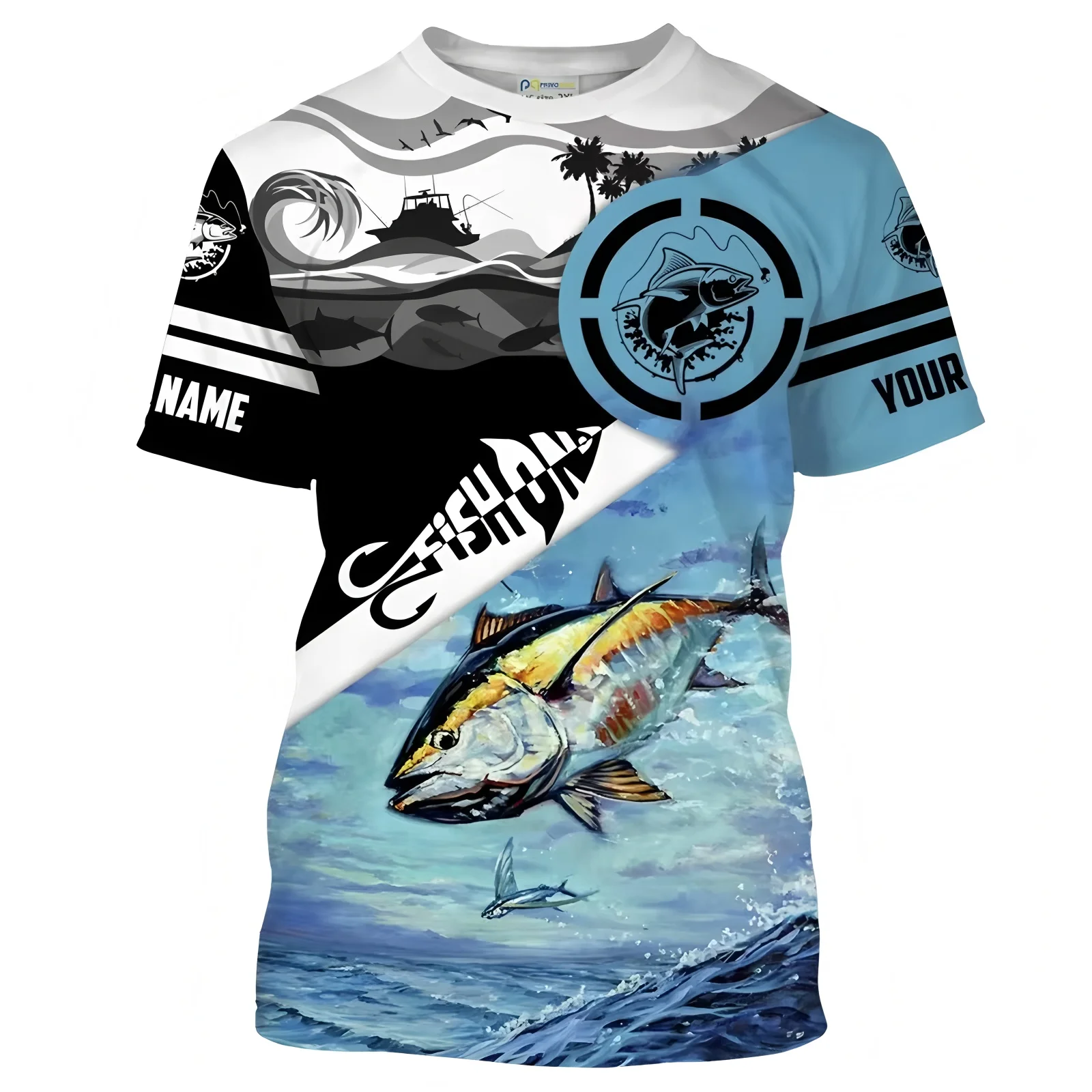 

3D fish print graphic t shirts for men outdoor go fishing clothes daily casual oversized tops harajuku o-neck short-sleeved tees