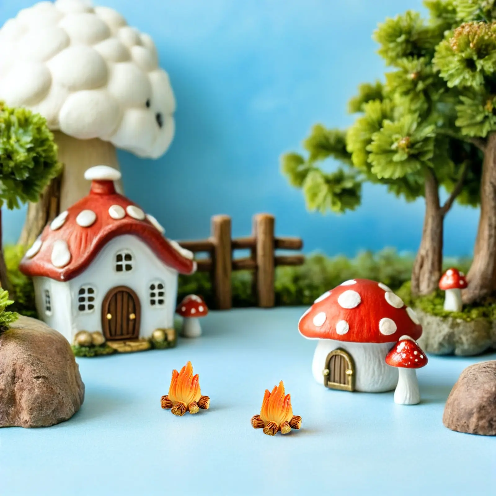 25Pcs Mini Resin Campfire Display Realistic Fire Flames Bonfire Micro Landscape Tabletop Outdoor Decoration Mini Bonfire Decor