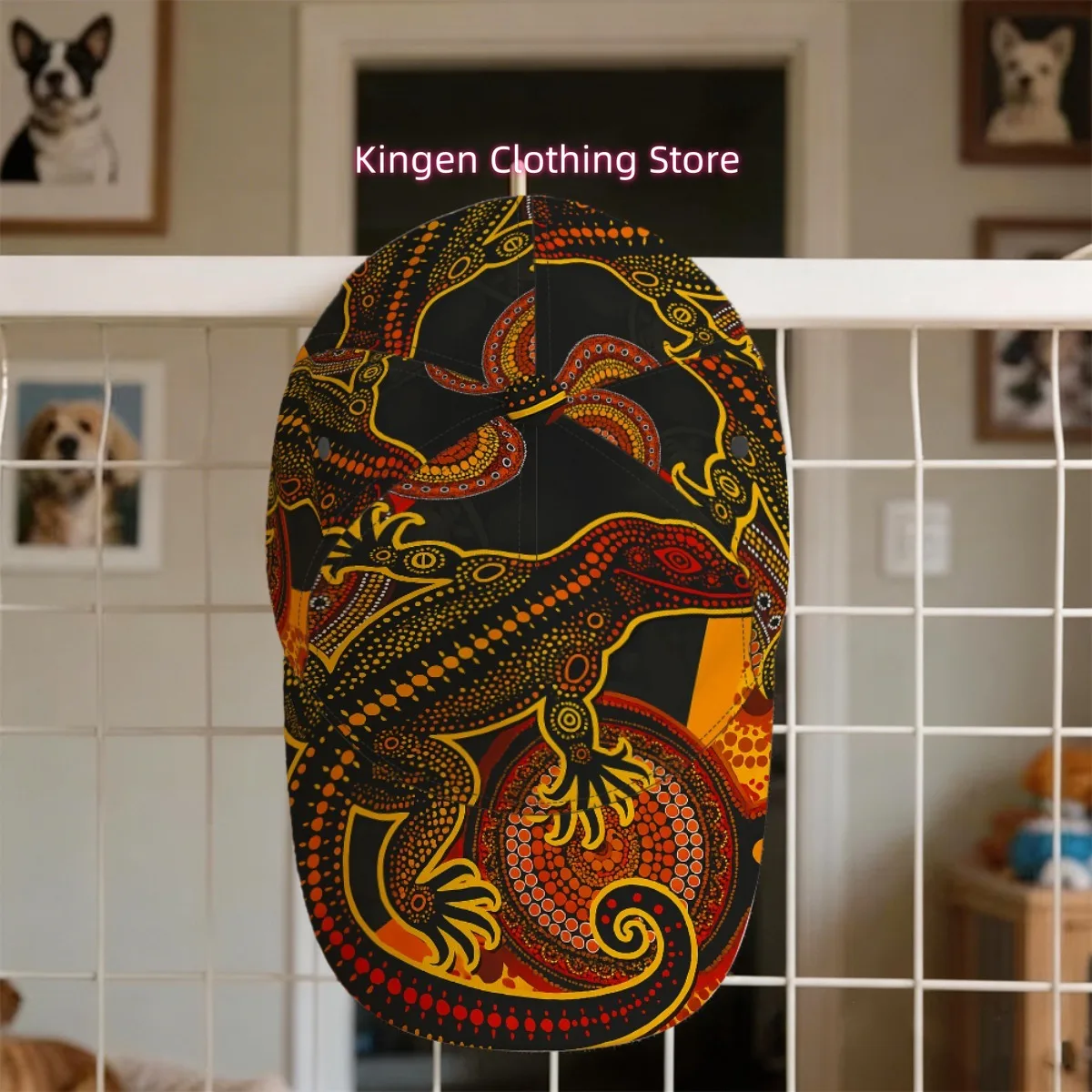 1pc Aboriginal Style Lizard Art Cap Golf Cap Holiday Gift Polyester Peaked Cap Skateboarding Breathable Lightweight Casual Chris