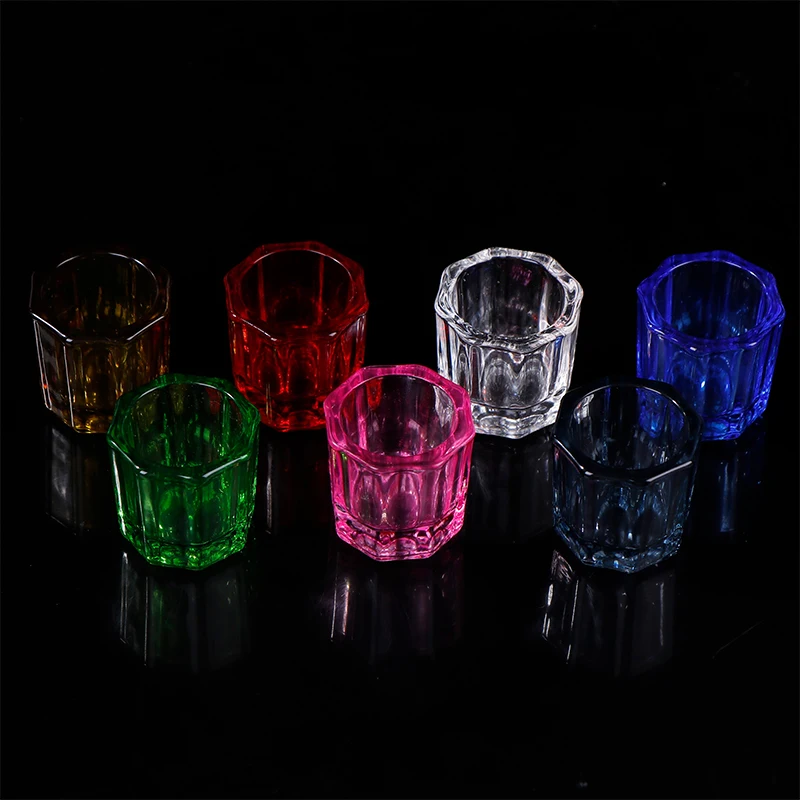 1pcs Dental Glass Mixing Bowl Octagonal Mixing Cup For Dental Powder Manicure Liquid Stirring Container Mixing Cup Tools