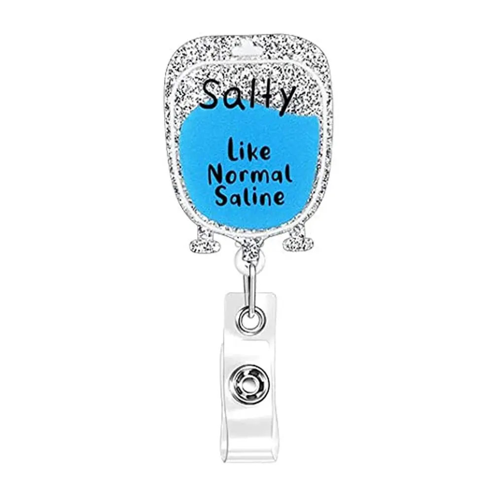 Students Card Chest Card Holder Glitter Acrylic Hospital Badge Holder Nurse Badge Holder Retractable Badge Reel ID Card Clips