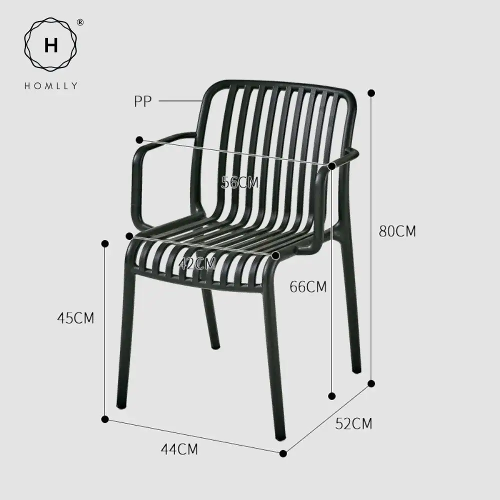 Homlly Outdoor Balcony Patio Pool Side Dining Stackable Chairs with Arm rest Chair Set Outdoor Chair Patio Furniture Outdoor Set