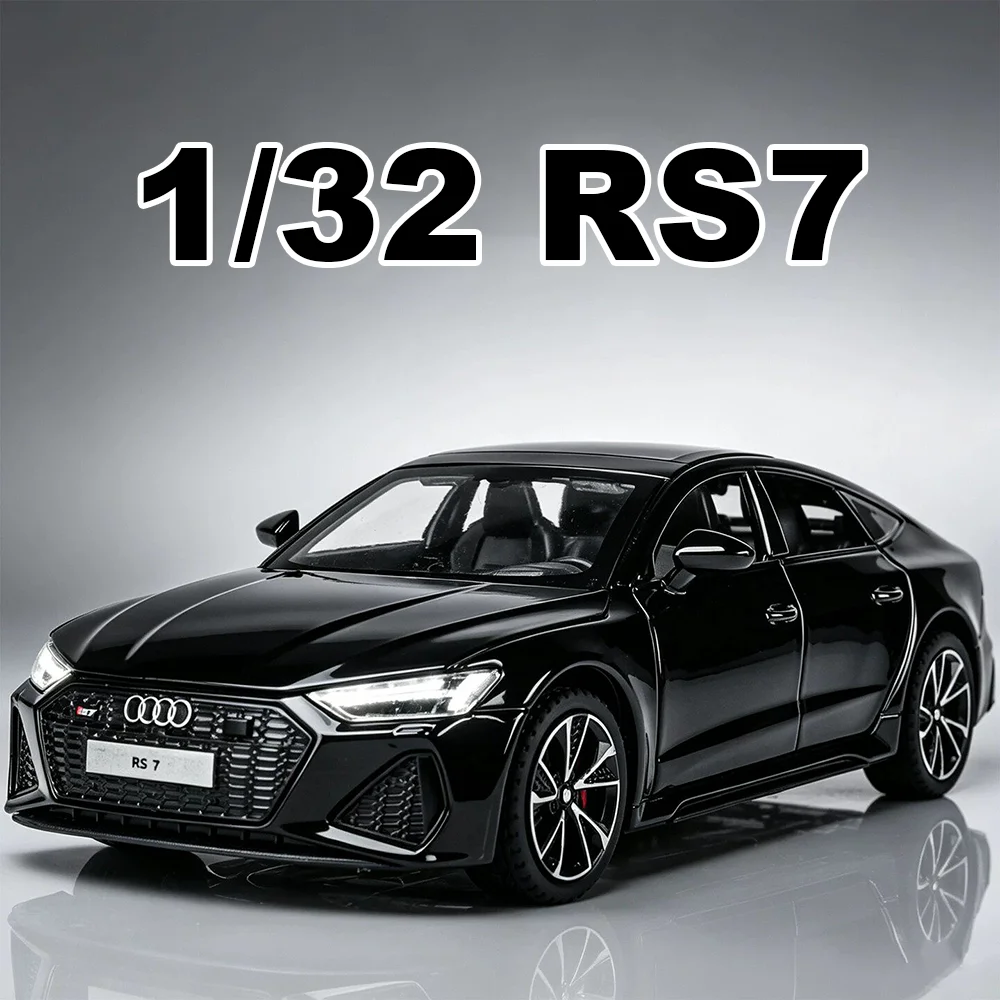 

1:32 Scale RS7 A8 Alloy Diecast Models Toys Cars Wheel Pull Back Rubber Tires 6 Doors Opened Miniature Vehicles for Adult Gifts