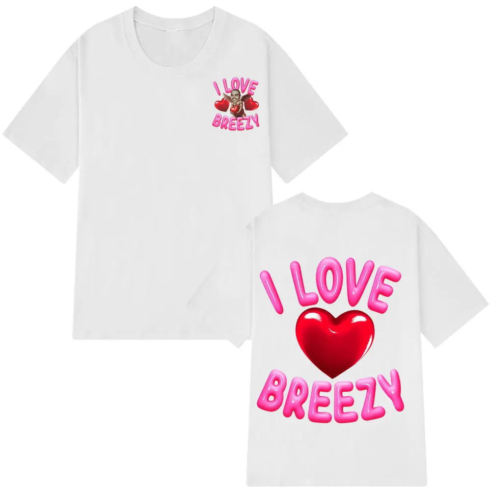 

Chris Brown I Love Breezy Bowl XX Tour 2025 Двусторонняя футболка с рисунком Мужская одежда Простая футболка в стиле хип-хоп в стиле панк большого размера