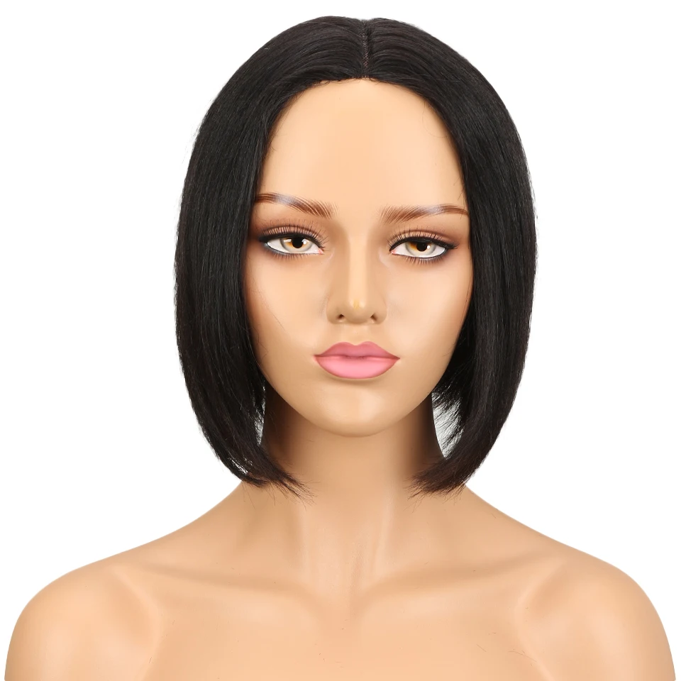 Slanke korte pruiken van echt haar voor vrouwen Natuurlijke kantpruiken Rechte bob Remy Braziliaanse haarpruiken 100% echte kantpruiken Klaar om te