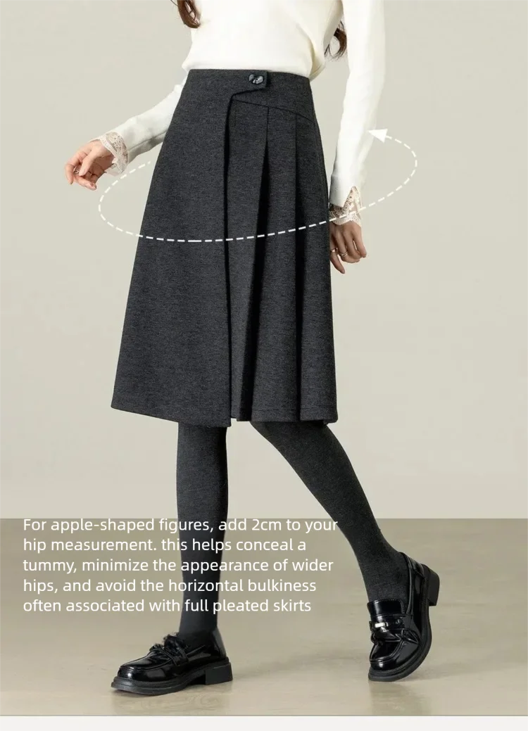 SENTUBILA Damen-Plisseerock aus Wollmischung 2026, hochtaillierter A-Linien-Midirock, eleganter, einfarbiger Winterrock für Damen im Büro 154QP5742 – Detail 16