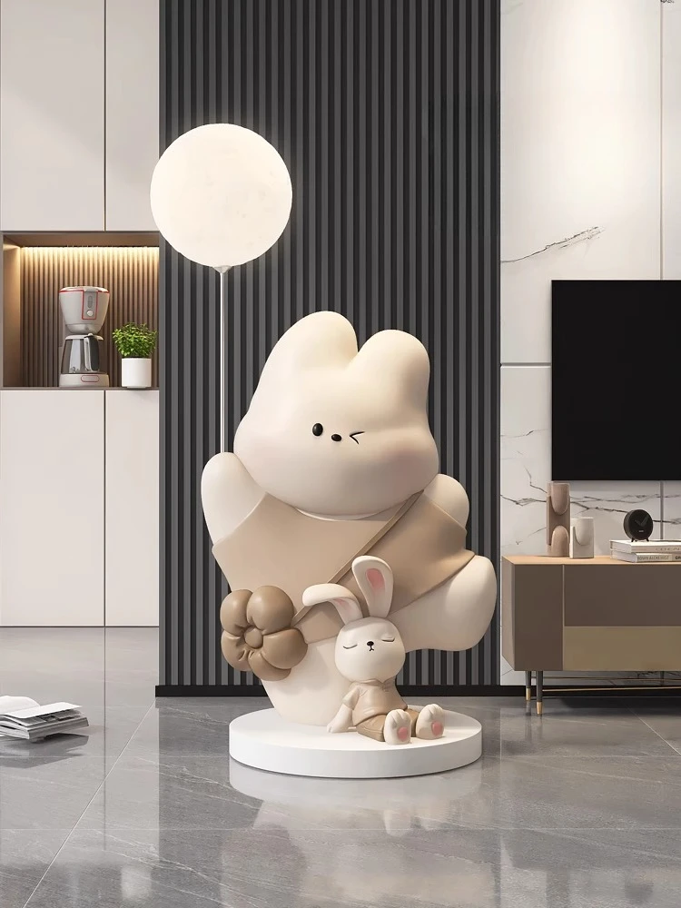 Home Decor Creative Rabbit Statue Large Floor Decor Nordic Living Room Animal Resin Sculptures Art Ornaments Housewarming Gifts