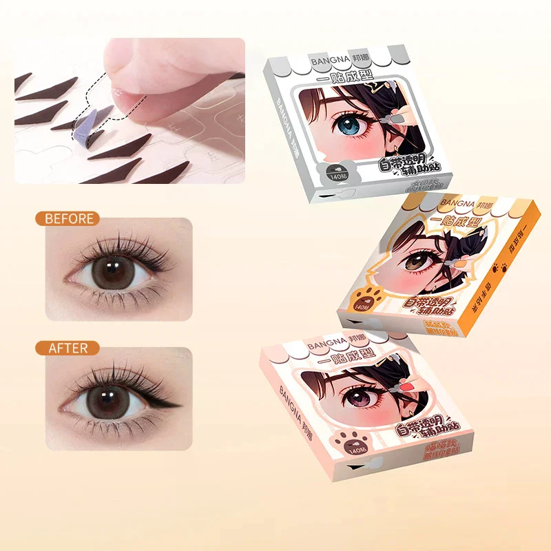 140Pcs/Box Water Resistant Eyeliner Stamp Stickers With Handle One-stick Molding Easy To Use Waterproof Sweat Resistant Sweat