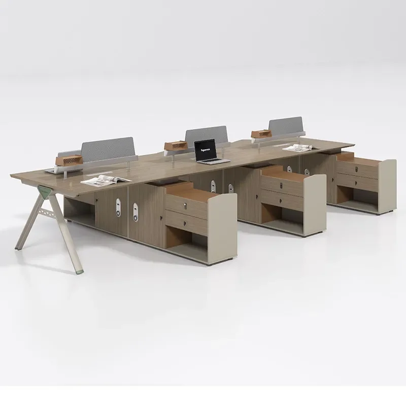 for Office Desk and Chair Set Complete Staff Station Table with Cabinet Workstation for Employee Factory Direct Sale