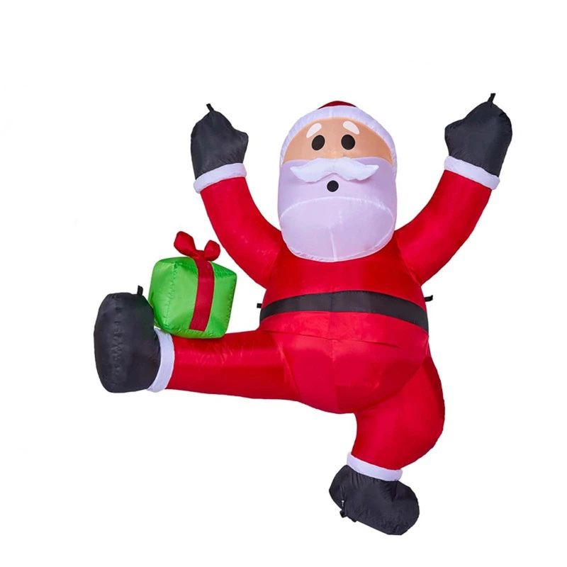 

Hanging inflatable outdoor party supermarket decoration climbing wall Santa with gift box air mold