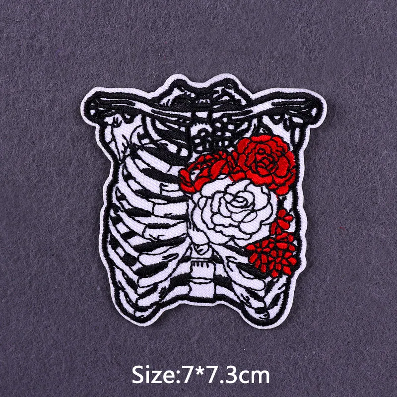 Gem Heart Sticker Embroidered Patches Clothing Badges Hippie Red Heart Human Organs Patch Iron on Patches On Clothes Stripes