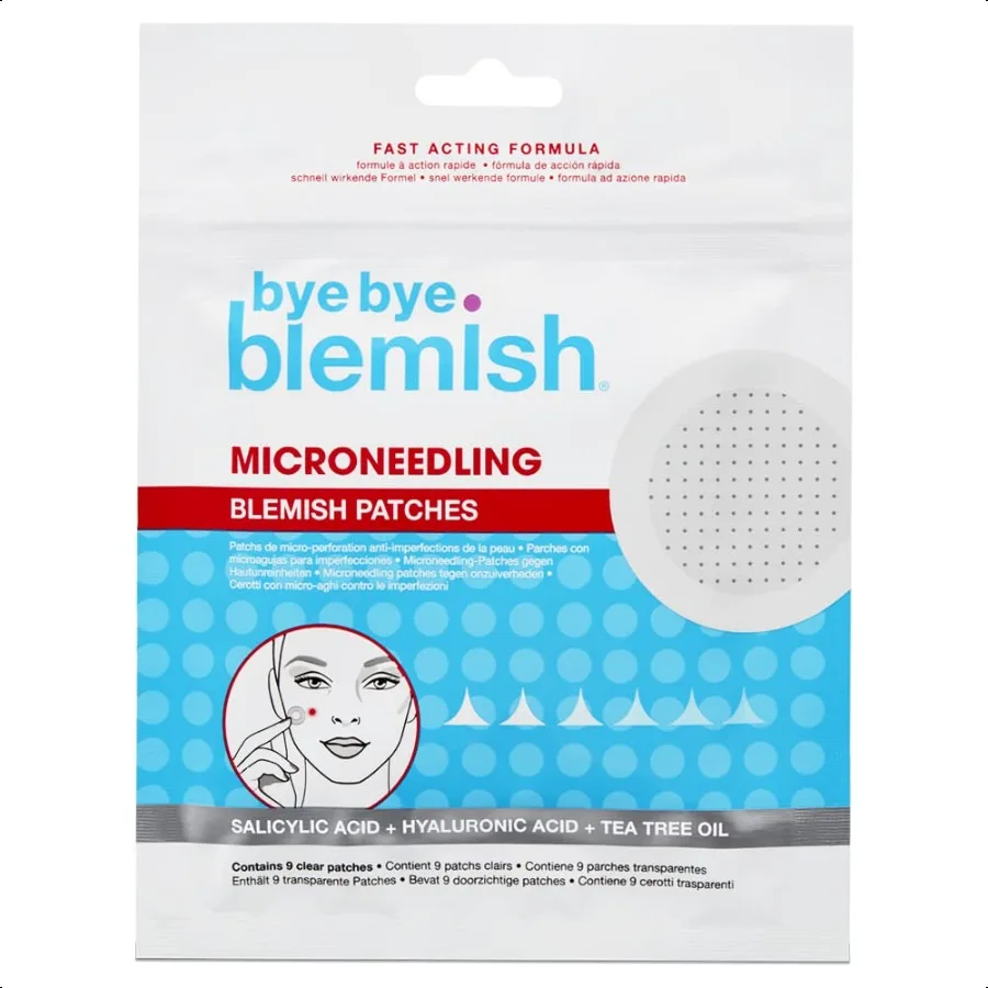 Parches para acné y imperfecciones Bye Bye, 9 parches transparentes para espinillas para un tratamiento rápido del acné, tratamiento para manchas para todo tipo de piel, 1 paquete