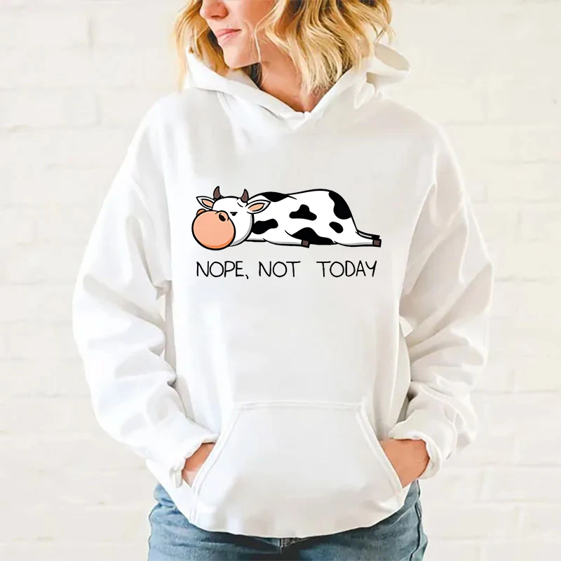 

y2k hoodies Women'S Winter Autumn Fashion Hooded Casual Cows Nope Not Today Letter Printed Long Sleeve Hoody Hoodies Sweatshirts