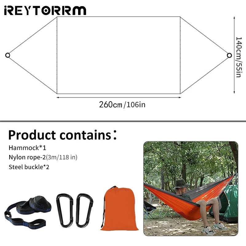 Double Camping Hammock Portable Hammock Ultralight Nylon Parachute Hammocks with 2 Hanging Straps for Travel Backpacking Hiking