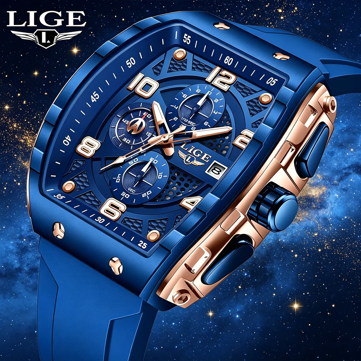 

2026 LIGE Original Classic Luxury Men's Watches Quartz Silicone Strap Date Luminous Waterproof Casual Men Watch Reloj Hombre