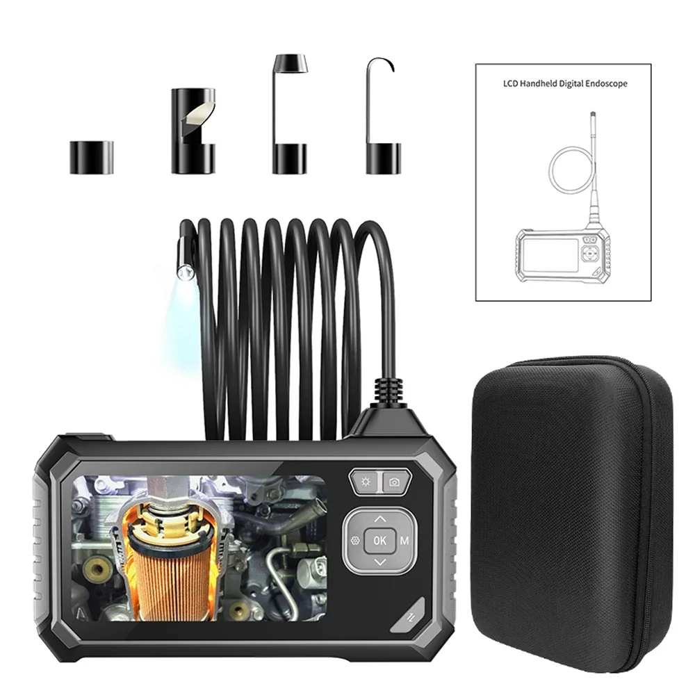 

ANESOK 113-B Handheld Borescope Pipe 1080P HD 4.3'' Screen Single/Dual Lens IP67 with LED Light Hard Cable